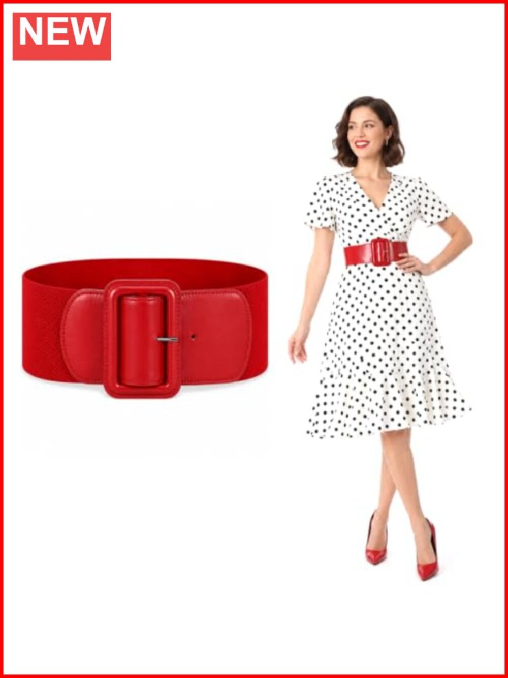 PU Leather Stretchy Wide Belt Women Vintage Waist Dress Shirts Accessory